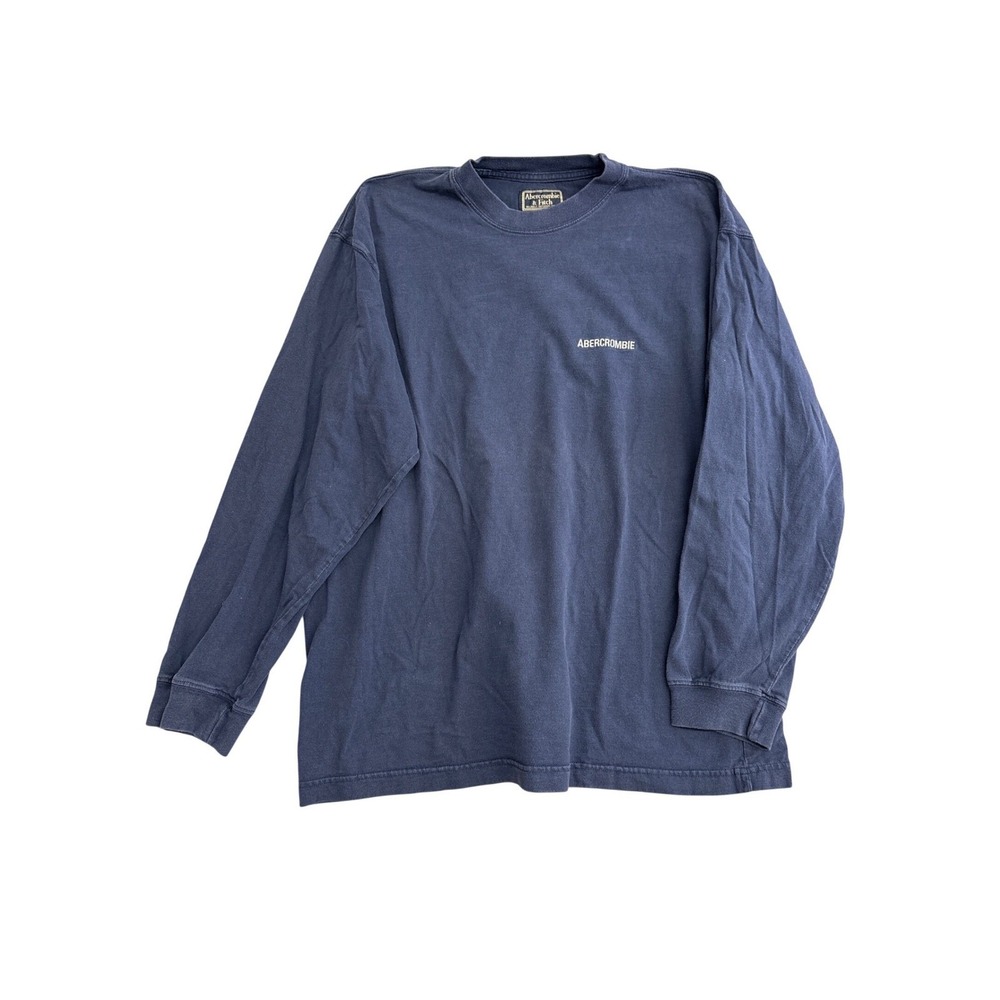 Abercrombie & Fitch Mens XL Long Sleeve T-Shirt Navy Blue Cotton Vintage Logo
